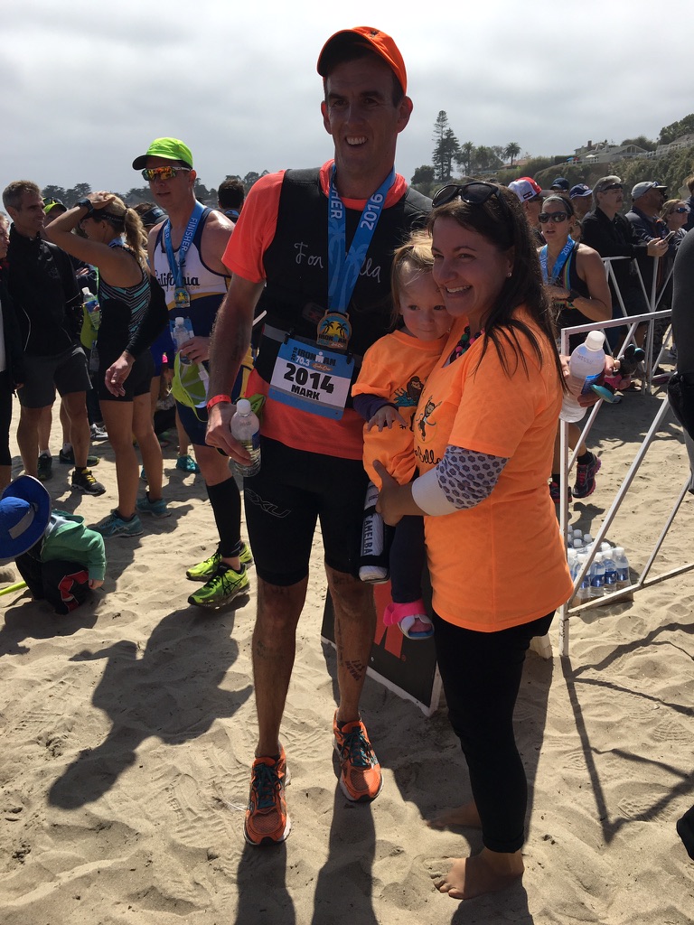 Mark with his family after completing the 2016 Half Ironman wearing the weighted vest